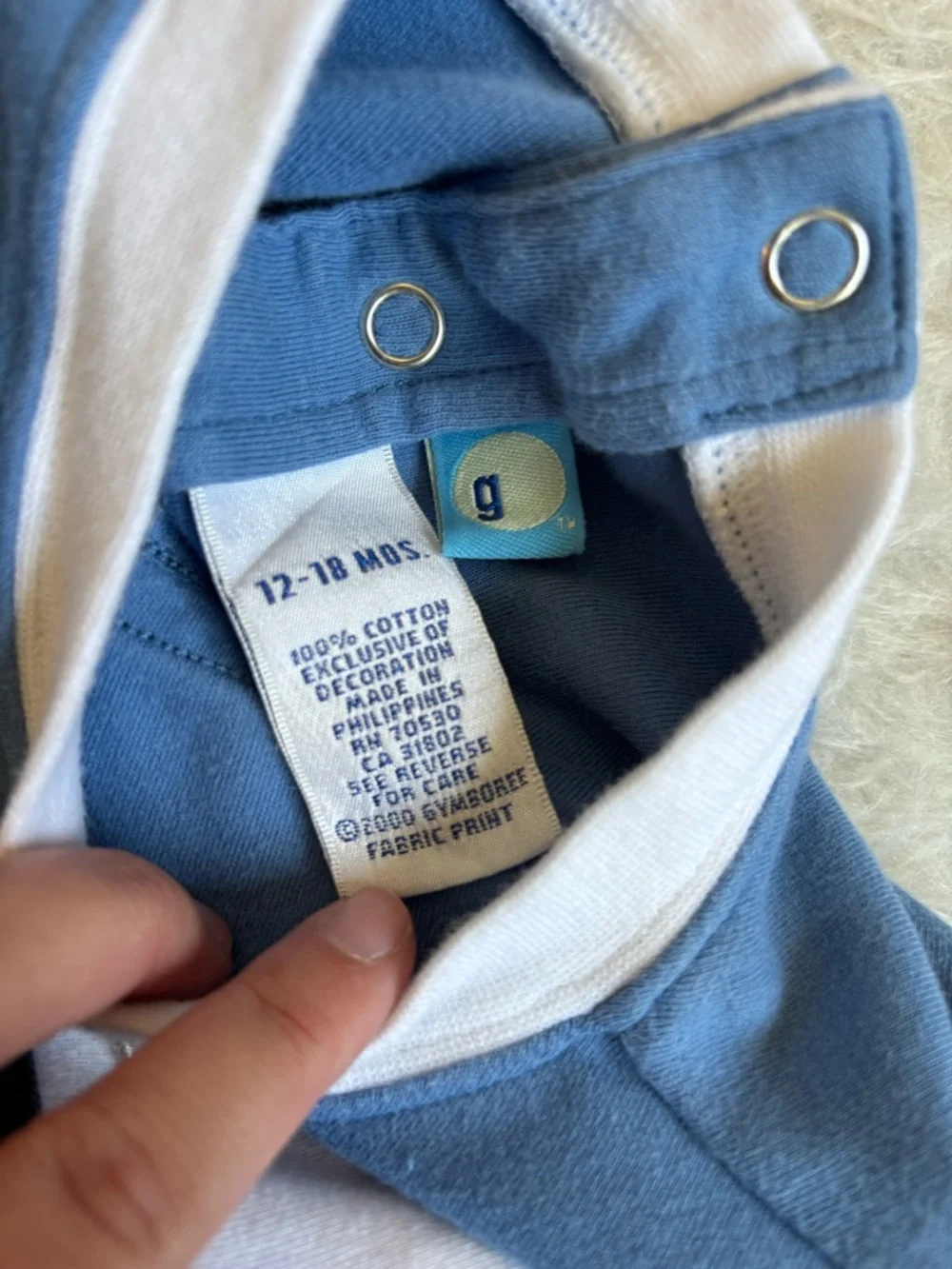 Gymboree Vintage Y2K 2000 Blue and White Shorts Snap Romper